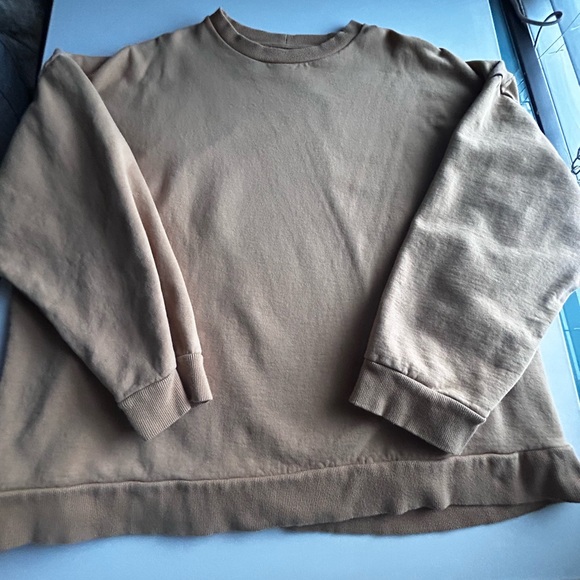 ASOS Mens Cotton Sweatshirt Tan Khaki Sweater Crew Neck Relaxed Casual Fit XL - Picture 12 of 12